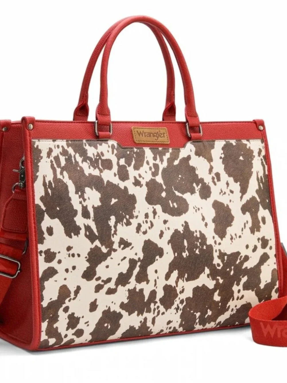 Wrangler Carry-All Large Tote Work Tote /Crossbody Cow-Red